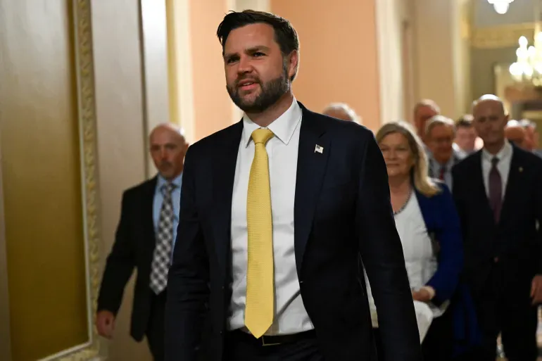 GOP senators stride through Capitol corridors during debate on the bill