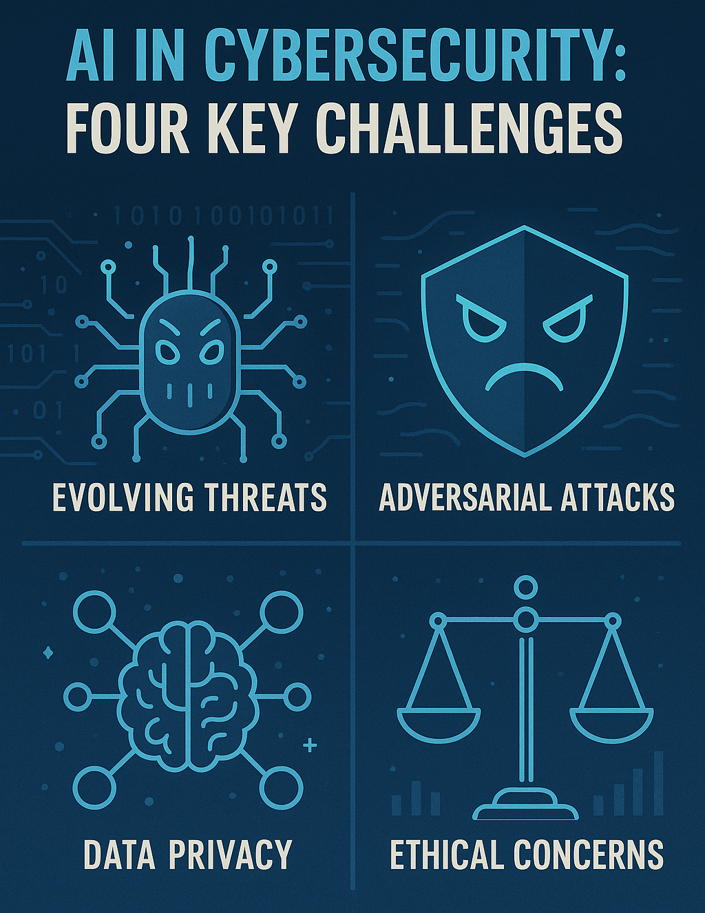 Infographic showing four major challenges of AI