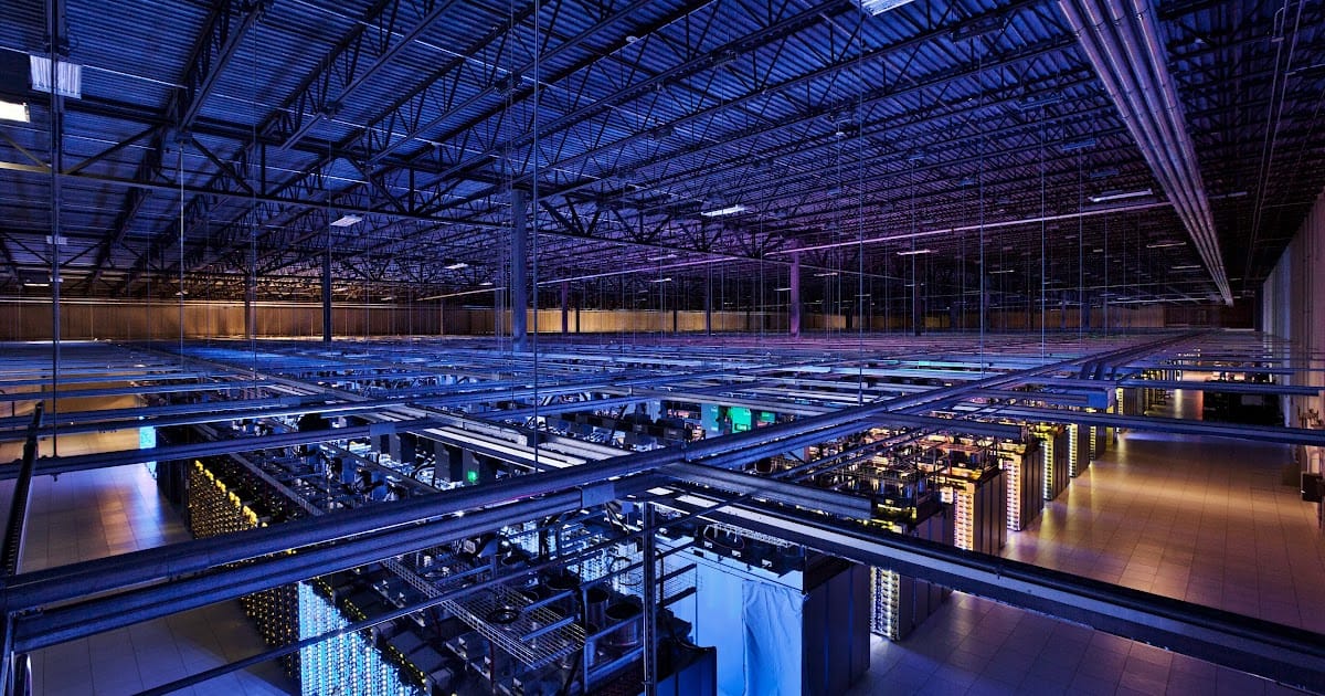 Overhead shot of Google's data center