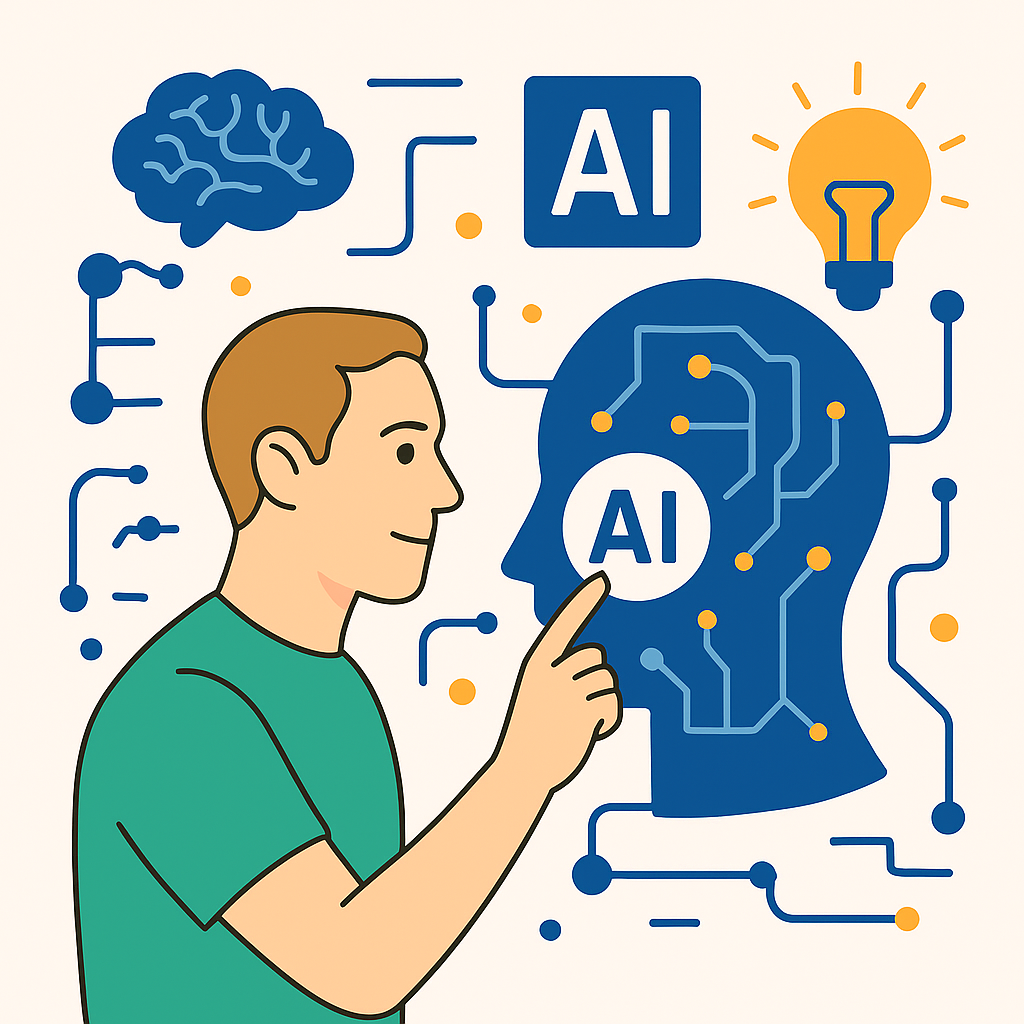 Futuristic digital artwork showing interconnected AI systems, abstract interfaces, and glowing data elements.