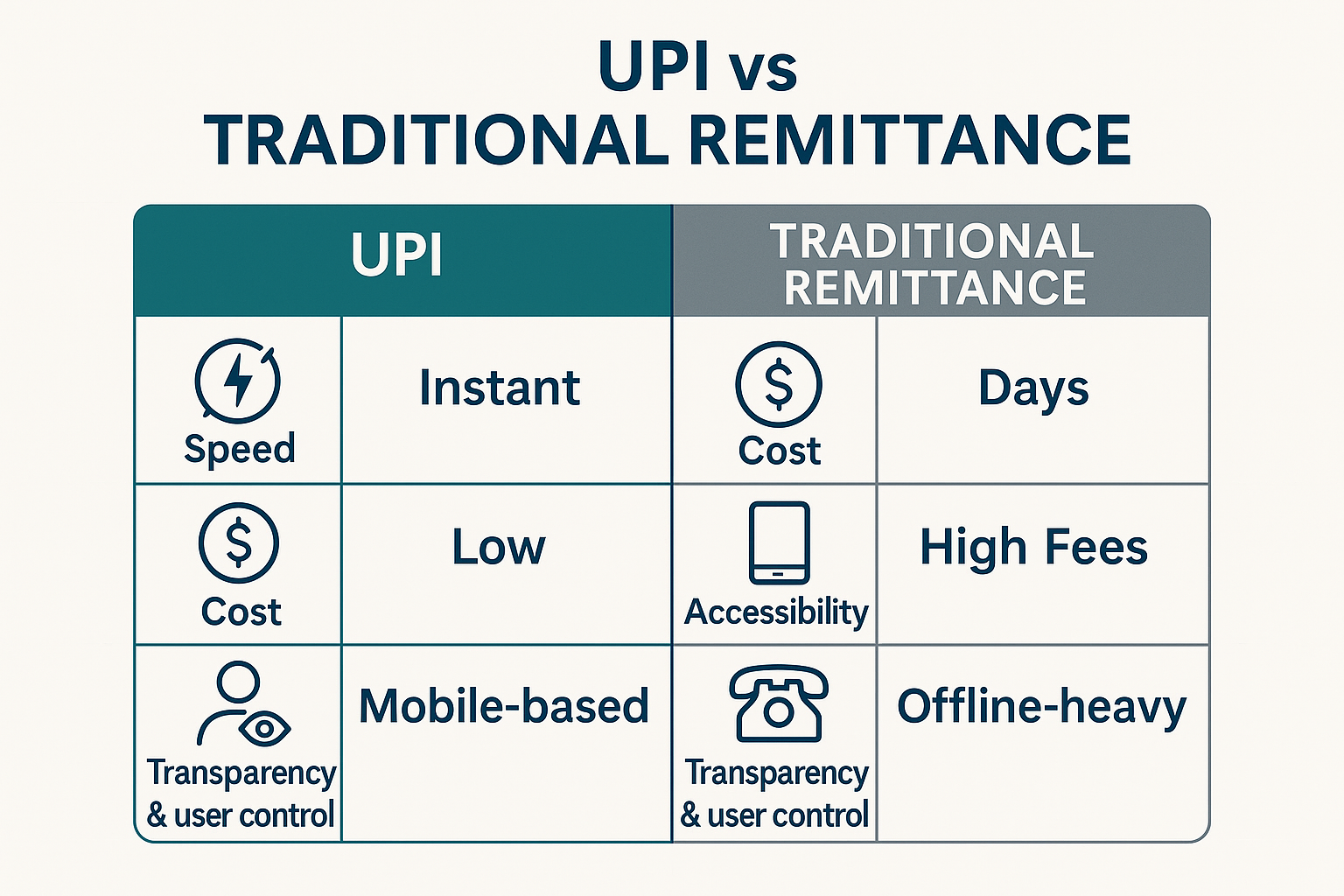 UPI vs Traditional Remittance Visual Concept