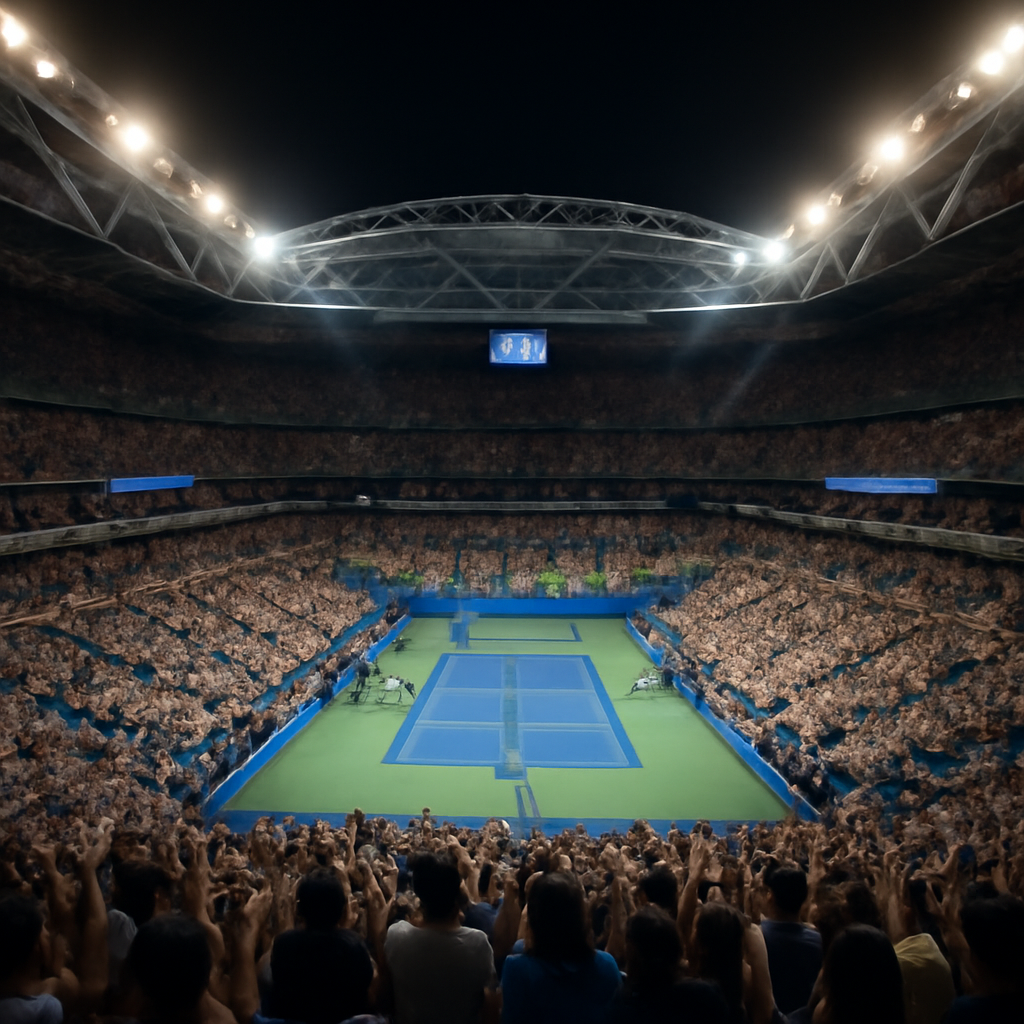 The iconic Arthur Ashe Stadium buzzing with fans