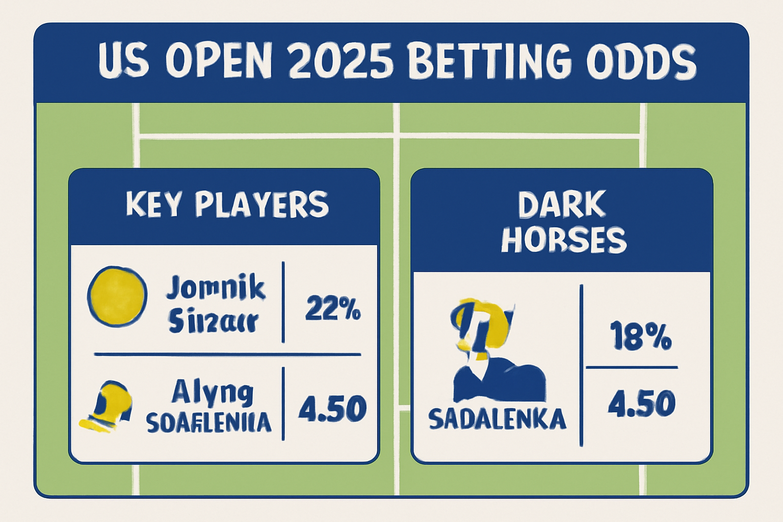 US Open 2025 betting odds highlighting top contenders and dark horses