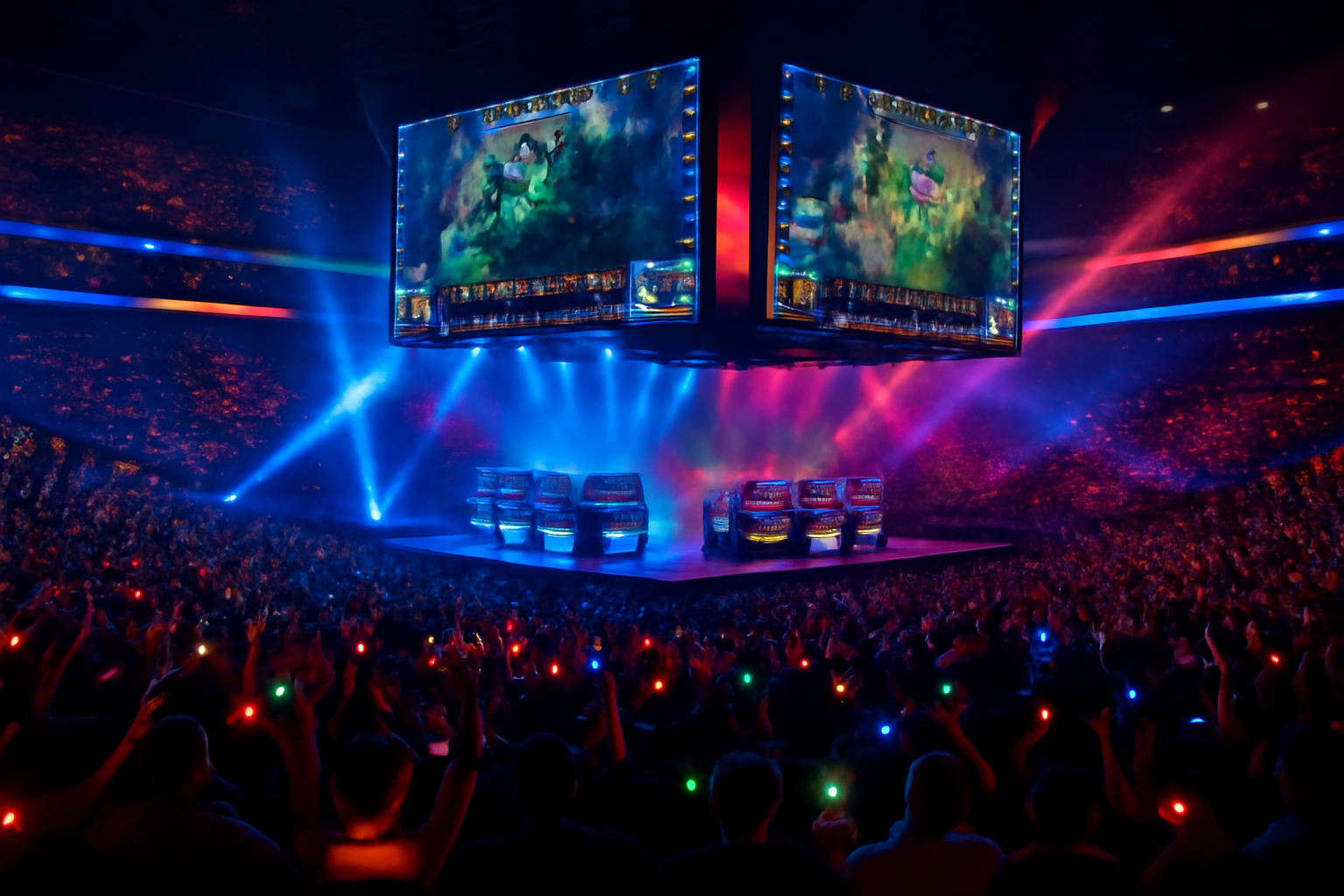 Fans cheer at a major esports championship.