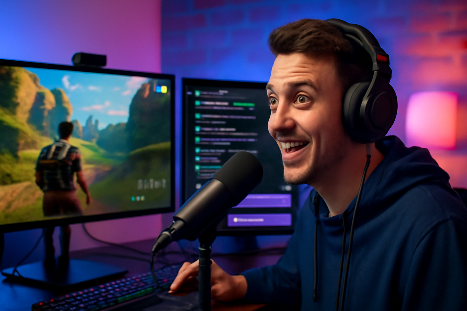 A popular streamer connects with millions of fans live.