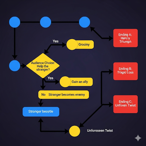 Interactive stories branch into multiple paths, giving viewers the power to shape the narrative