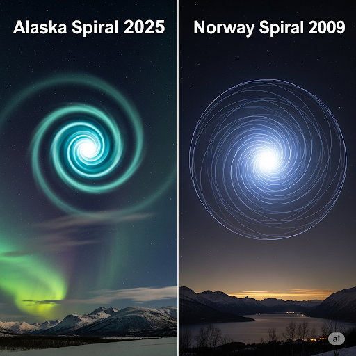 Alaska spiral (2025) and Norway spiral (2009)