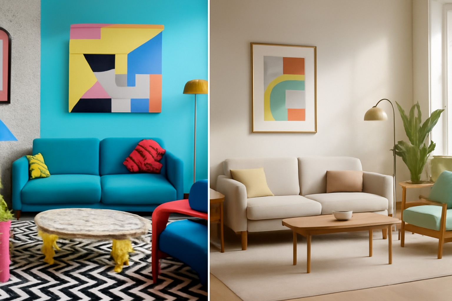 Interiors: Bold Shapes, Bright Colors, and Memphis Revival