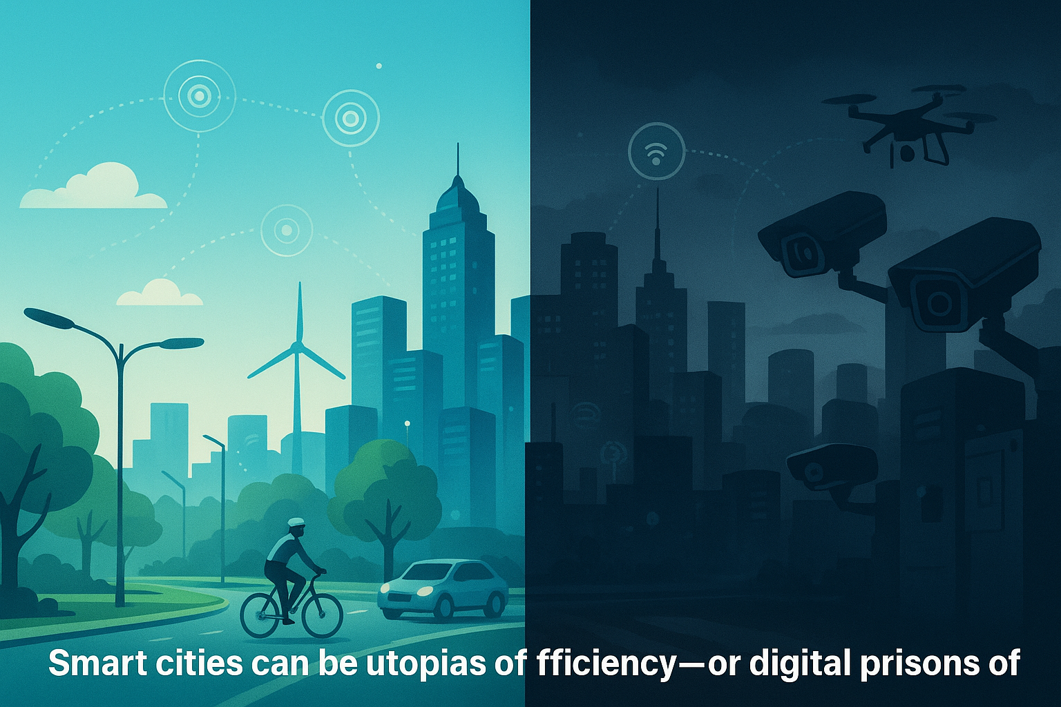Smart cities can be utopias of efficiency or digital prisons of control.