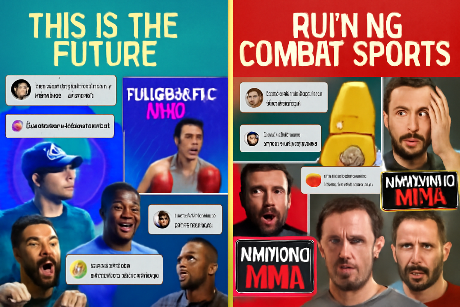 Captures the cultural debate and polarization around influencer combat sports