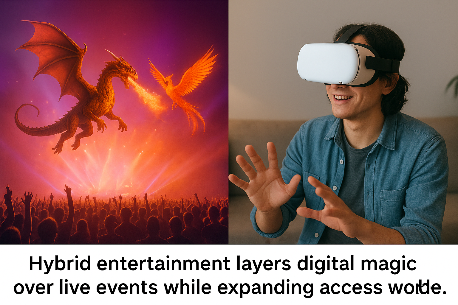 Hybrid entertainment layers digital magic over live events