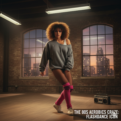 The iconic "Flashdance" look, featuring an off