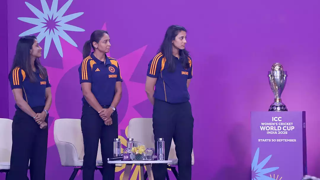 Captures key figures, standing beside the iconic World Cup trophy, symbolizing equal recognition and prominence.