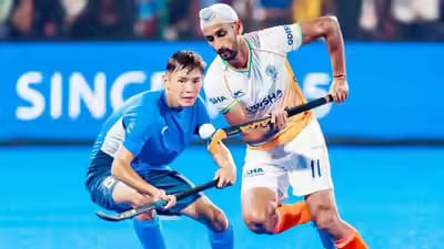 Indian hockey forward Mandeep Singh in action during an international match.