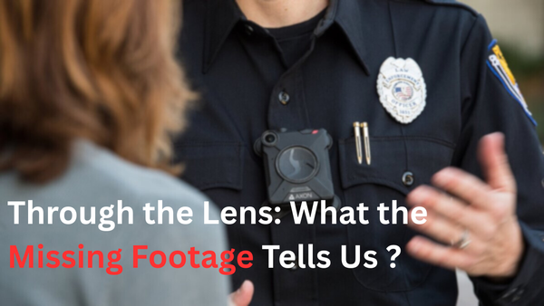 Officer with raised hand wearing body camera, captured in motion during a public interaction.