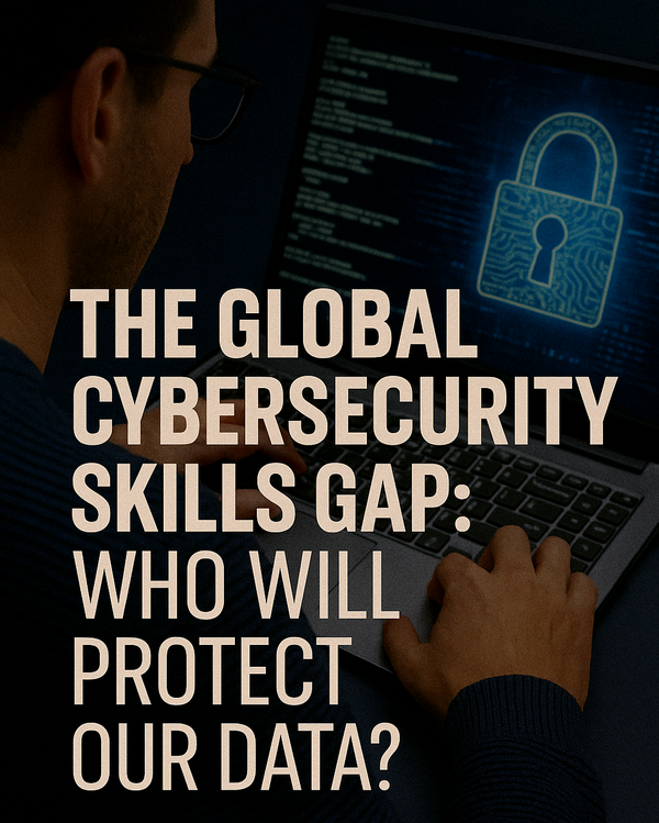 A cybersecurity analyst works on a laptop showing a digital padlock and code.