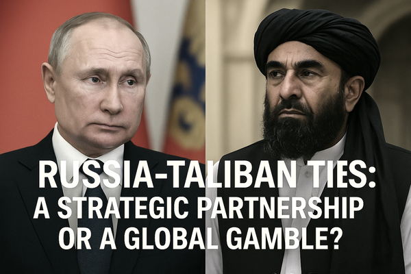  Image showing Russian President Vladimir Putin and a Taliban leader, symbolizing emerging diplomatic ties between Russia and the Taliban.
