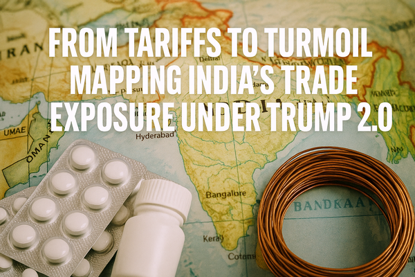 A map of India overlaid with pharmaceutical pills and a coil of copper wire.