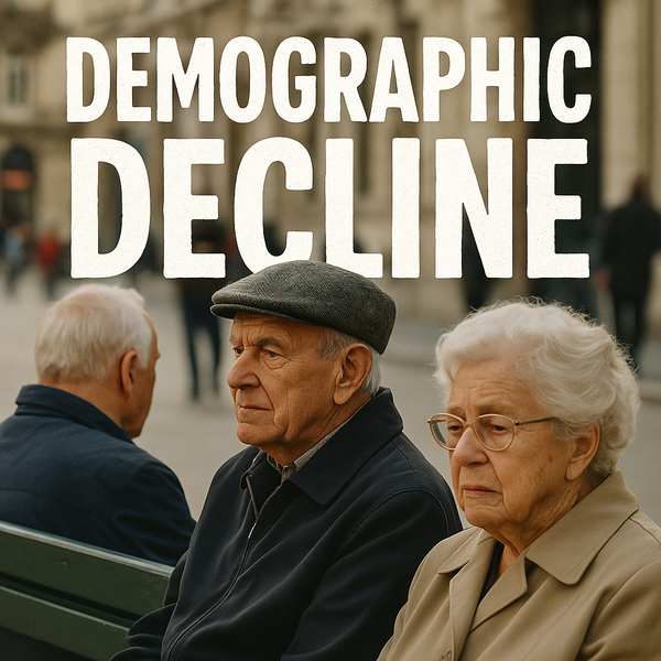Image highlighting concerns over aging populations and shrinking birth rates in developed countries.
