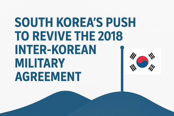 An illustration of the South Korean flag on a pole, set against a stylized blue hill background.