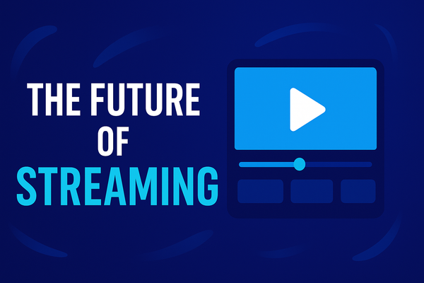 A digital graphic featuring the text "The Future of Streaming" next to an illustration of a video player icon.